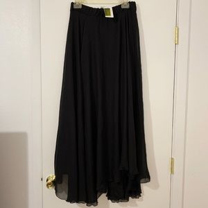 Long Maxi Black Skirt with Ruffles Elastic S-M